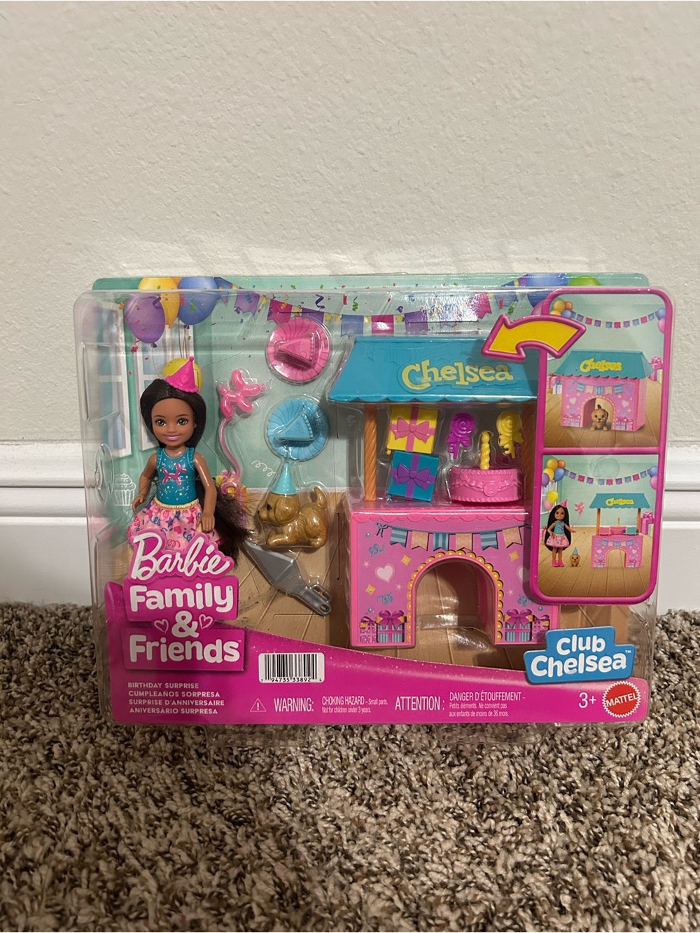 Barbie Chelsea Playset with Pink Party House & Blue Awning